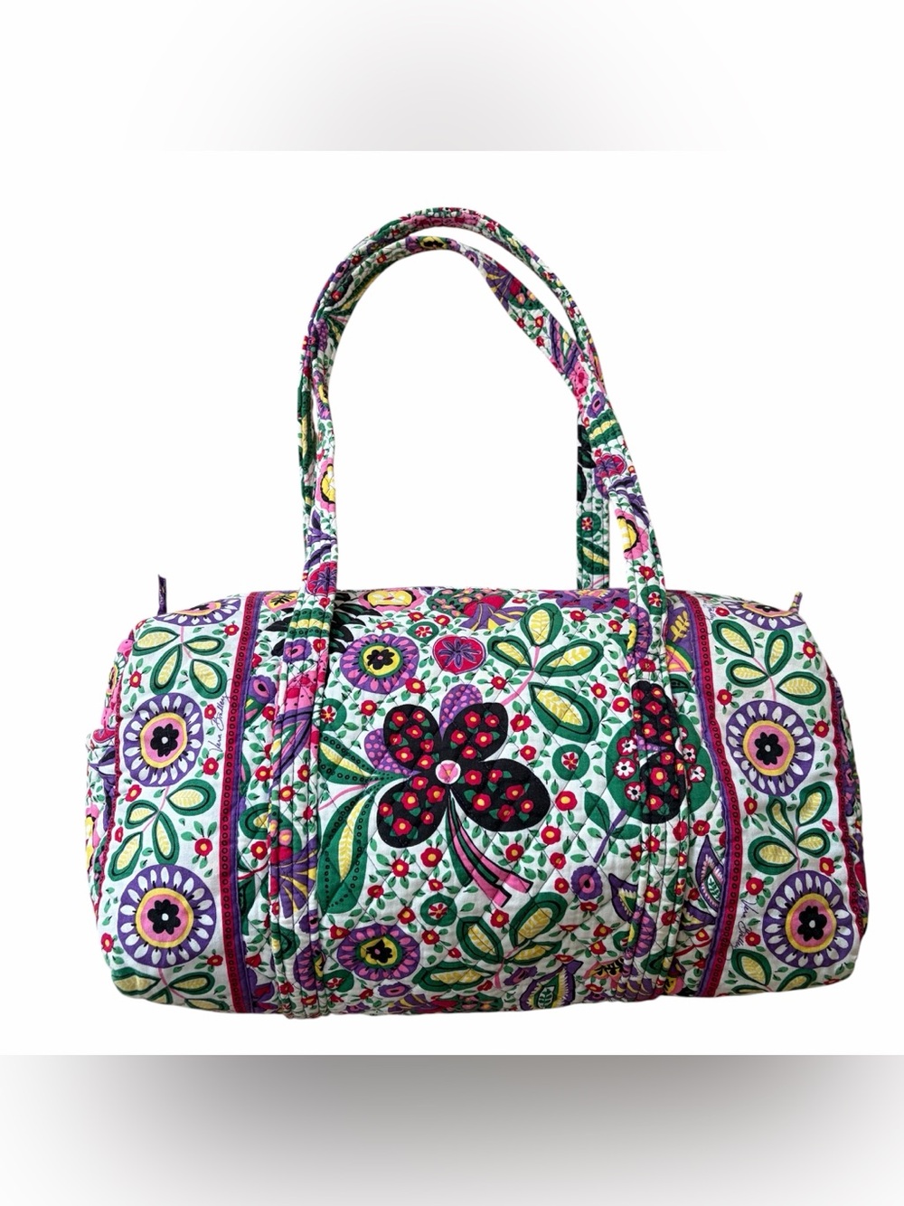 Vera Bradley Viva La Vera MED Duffle Bag Floral Cotton Weekender Handbag Travel